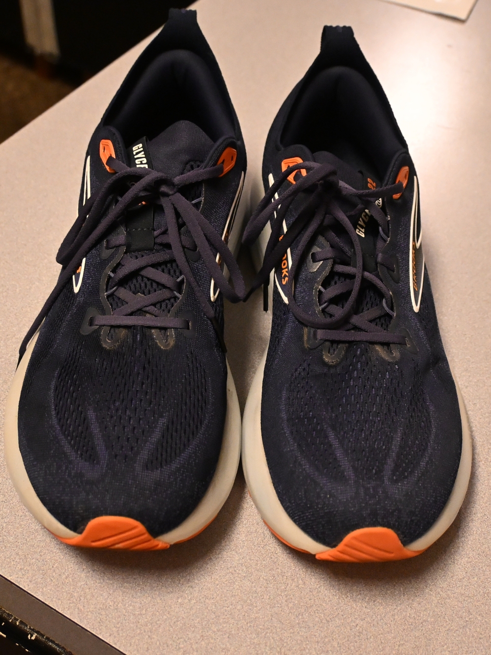 Men's Brooks Gpycerin 22 Running Shoes — Navy with Orange Accents